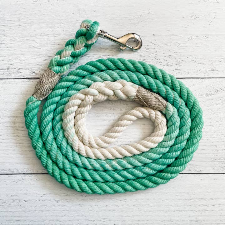Teal Dog Leash // Cotton Rope Lead for wholesale by Downtown Dog