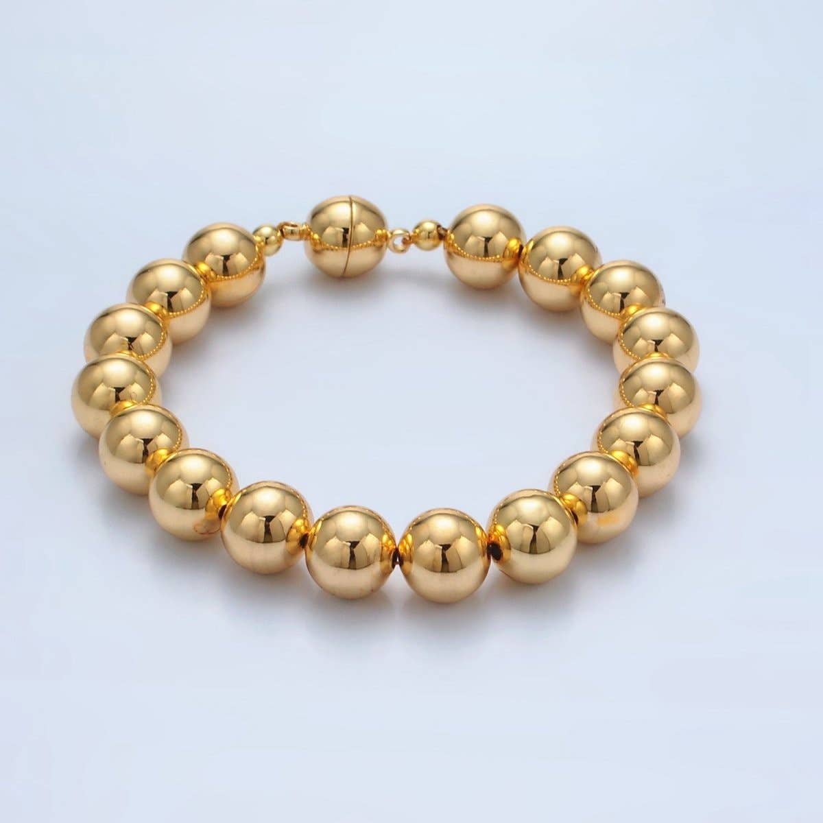 Aim Eternal - Wholesale Beaded Bracelet - 24K Gold Filled 10mm, 12mm, 14mm Beaded Bubble Magnetic Closure Bracelet | WA-2638 ~ WA-26405