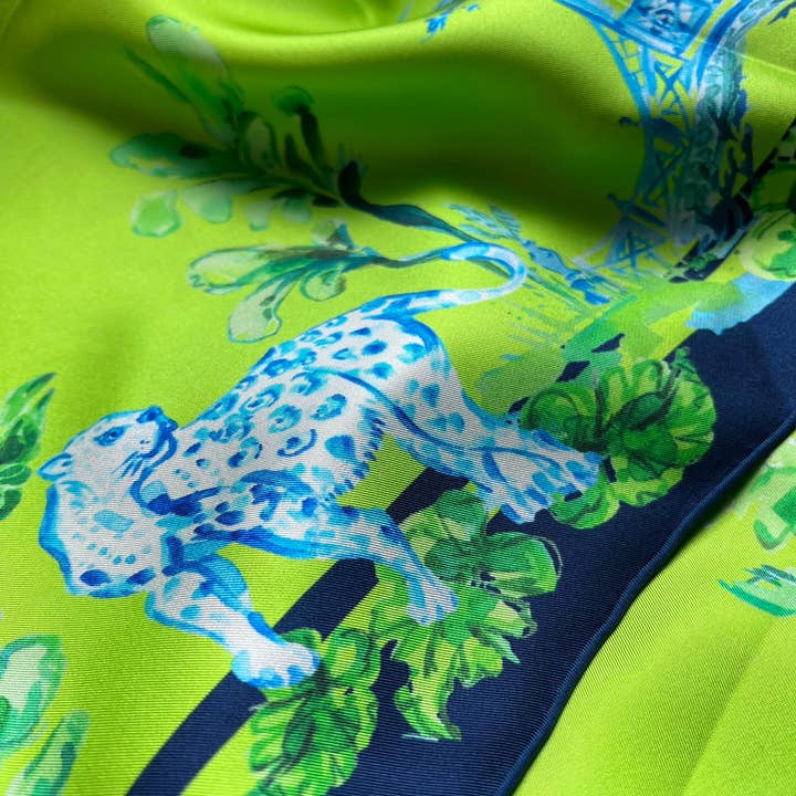 Apple Green Elephant Walk - Chinoiserie in the Jungle sjaal van 100% zijde van keperstof voor wholesale door Grey Hall Design