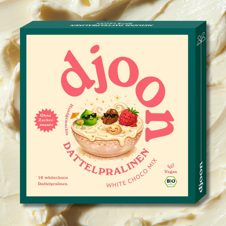 Dadelpralines: Witte chocolademix (biologisch) voor wholesale door djoon