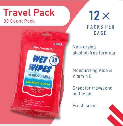 LA Fresh - Wholesale Face & Body Wipes - Wipeessentials Anti-bacterial Wipes- 30 ct Soft pack4