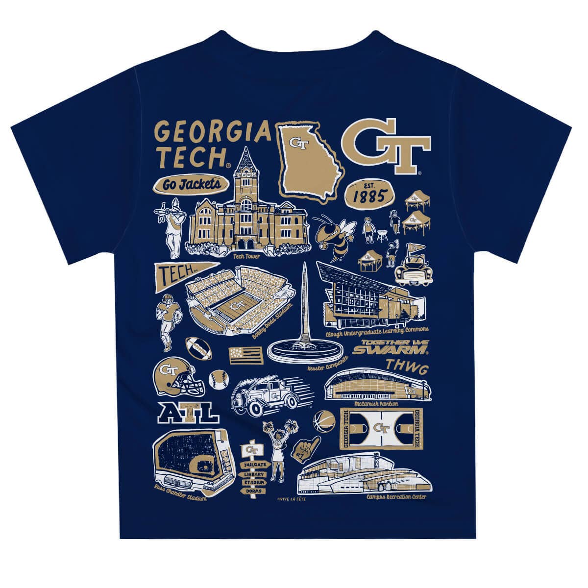 Vive La Fete - Wholesale Screen Printed T-Shirt - Kids - Georgia Tech Yellow Hand Sketched Impressions Boys T-Shirt2