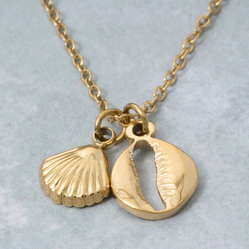 G Collana con pendente a doppia conchiglia in acciaio inossidabile in vendita all'ingrosso su Faire2