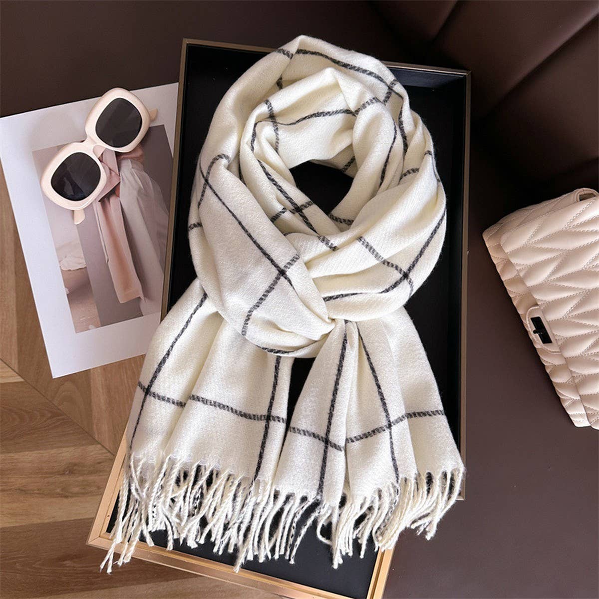 NINEXIS - Wholesale Scarf - Women's - CWASC03356_KOREAN PLAID CASHMERE FEEL UNISEX WINTER SCARF3
