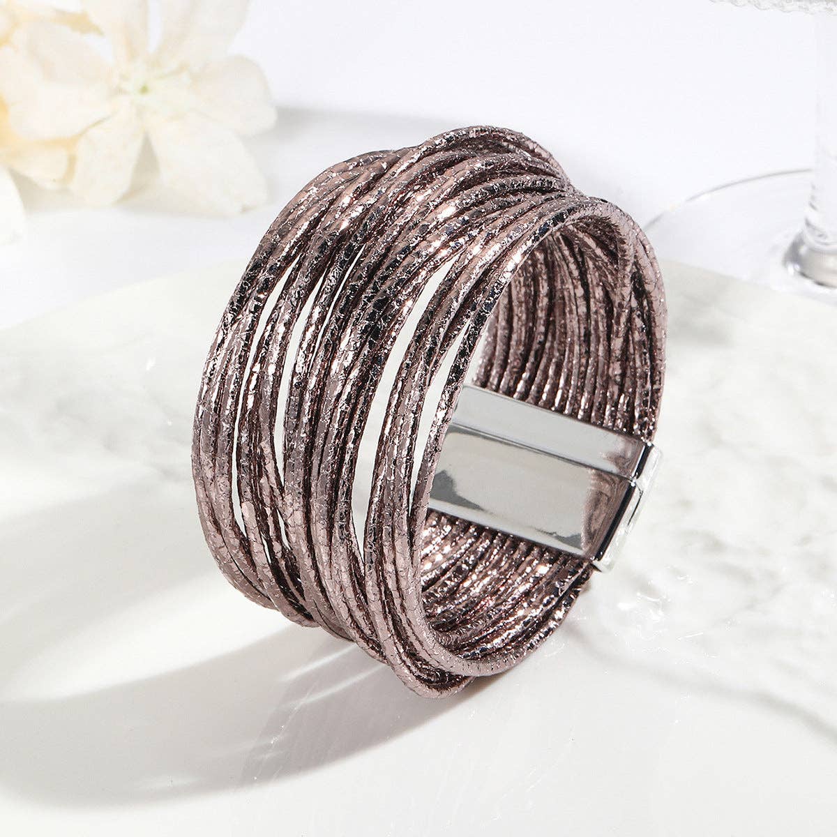 Mio Queena - Wholesale Bangle Bracelet - LB - Multi-Layer Leather Fashion Bracelet | Magnetic Buckle5