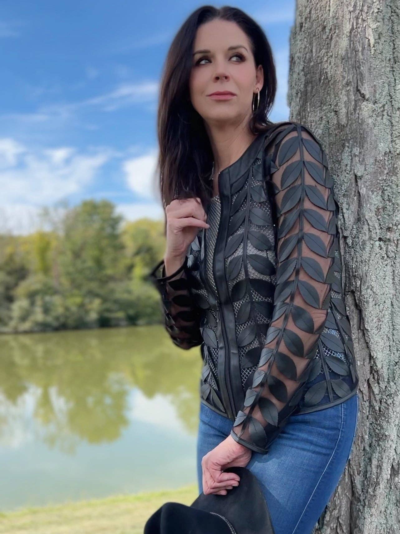 Sort Faux læder blade jakke (Sort) for engroshandel på Faire6