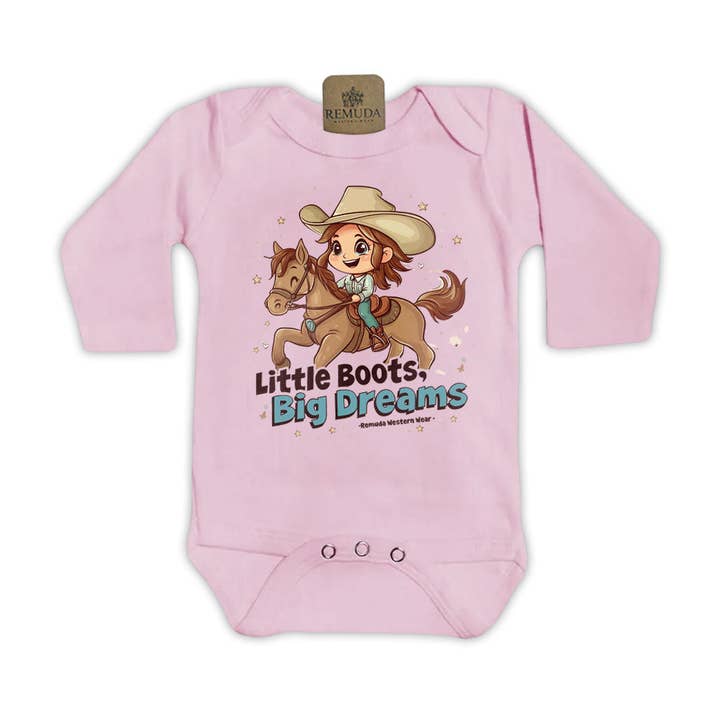 Little Boots, Big Dreams - Infant Girls One Piece Romper for wholesale by Remuda Western Wear