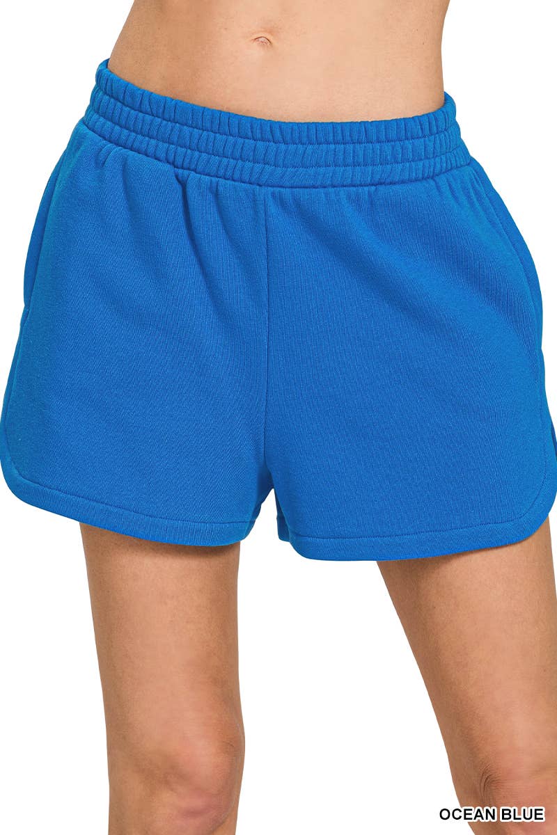 42POPS - Wholesale Shorts - Women's - ',..Fleece Elastic Waistband Dolphin Shorts w/ Pockets18