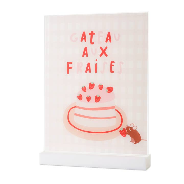 Joyeux Company - Wholesale Desk/Tabletop Sign - Gateau aux Fraises Acrylic Table Top Sign