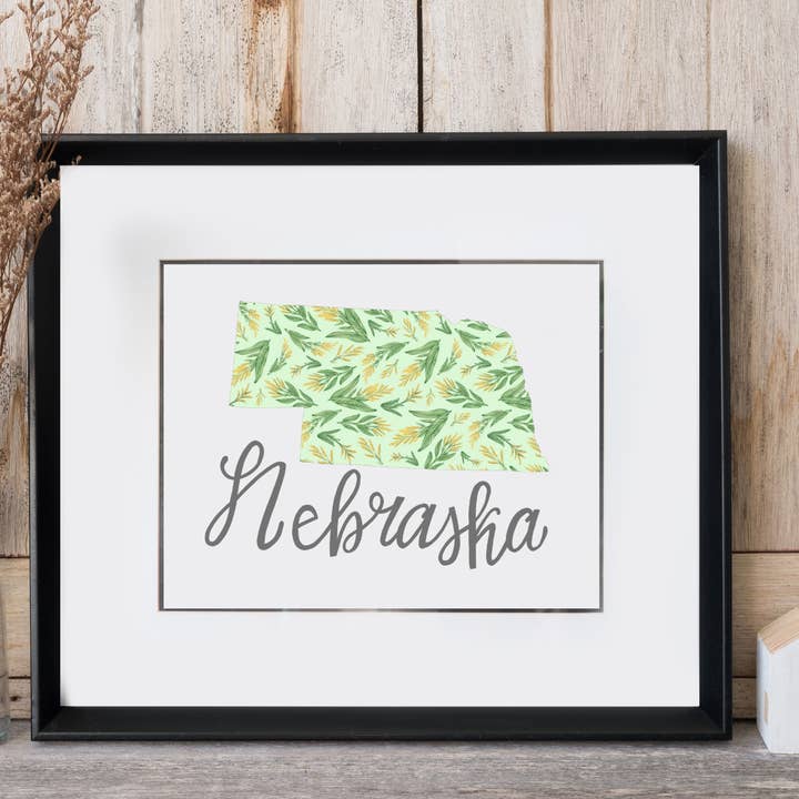 Nebraska State Map Art Print for wholesale by Erica Catherine Illustration