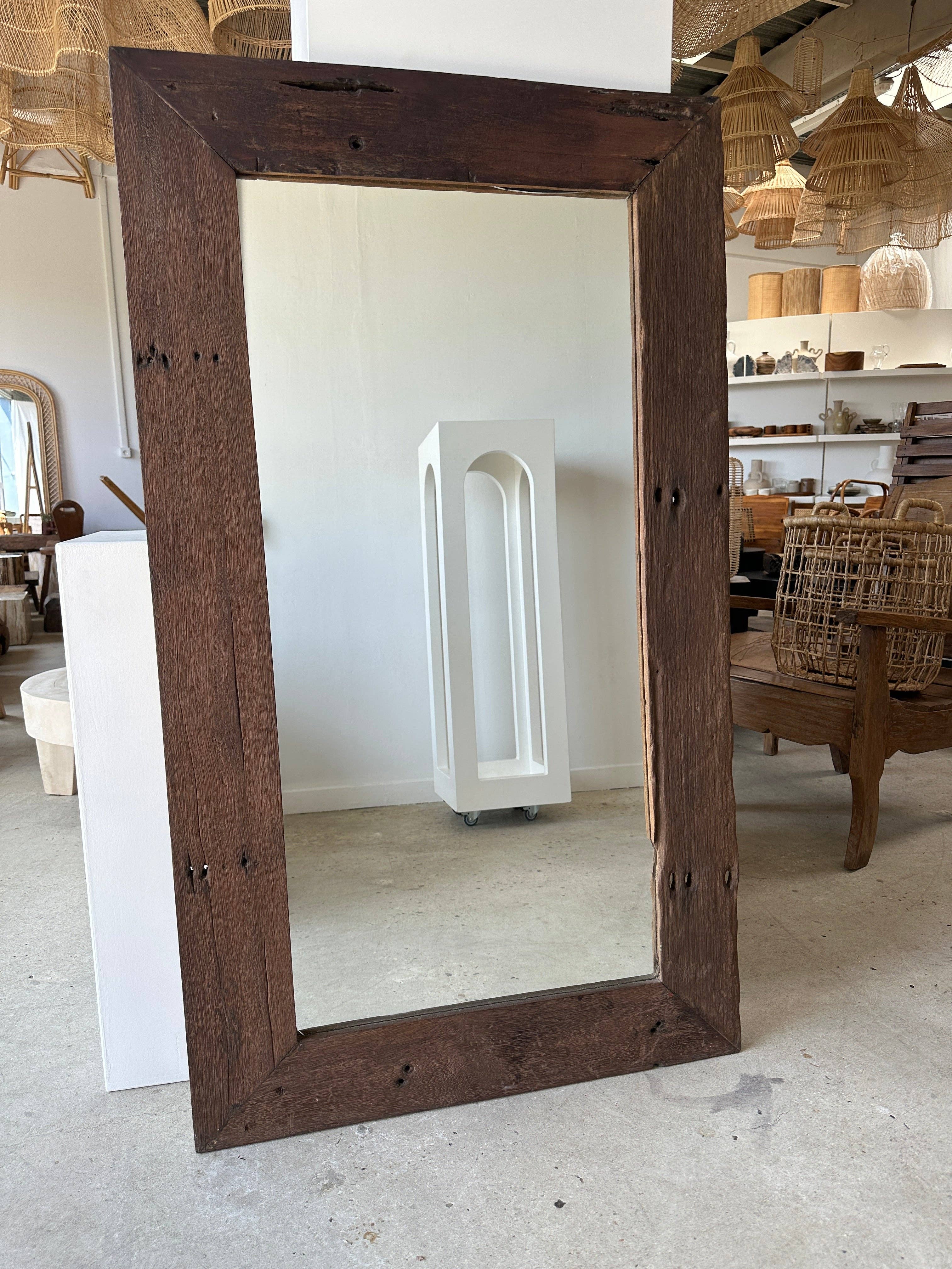 Office Objets - Wholesale Wall Mirror - Mirror with exotic brutalist old iron wood frame H:139cm77