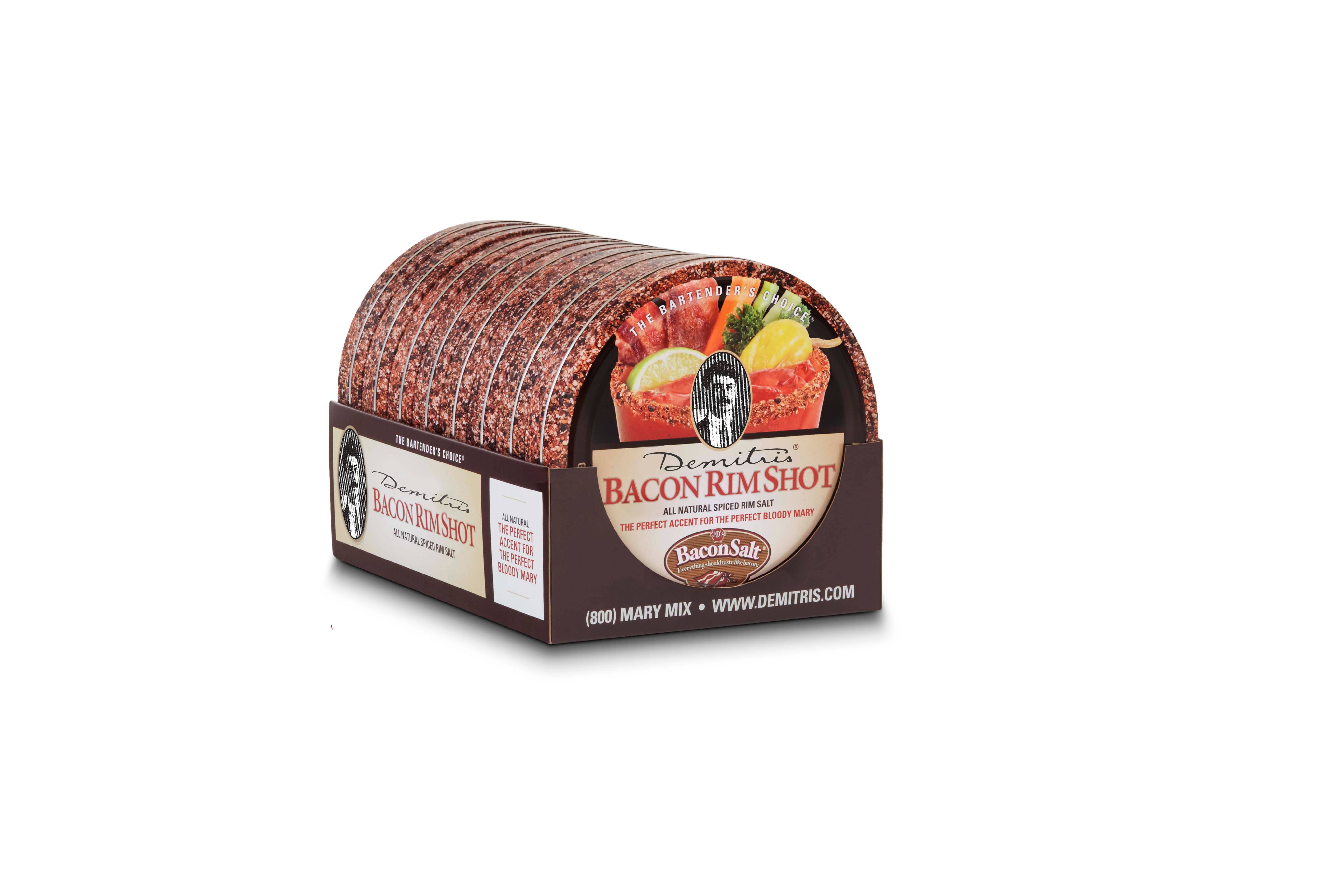 Demitri's Gourmet Mixes - Wholesale Salt - 4oz Bacon Rimshot Salt Tin (Case of 8 4oz Tins)1