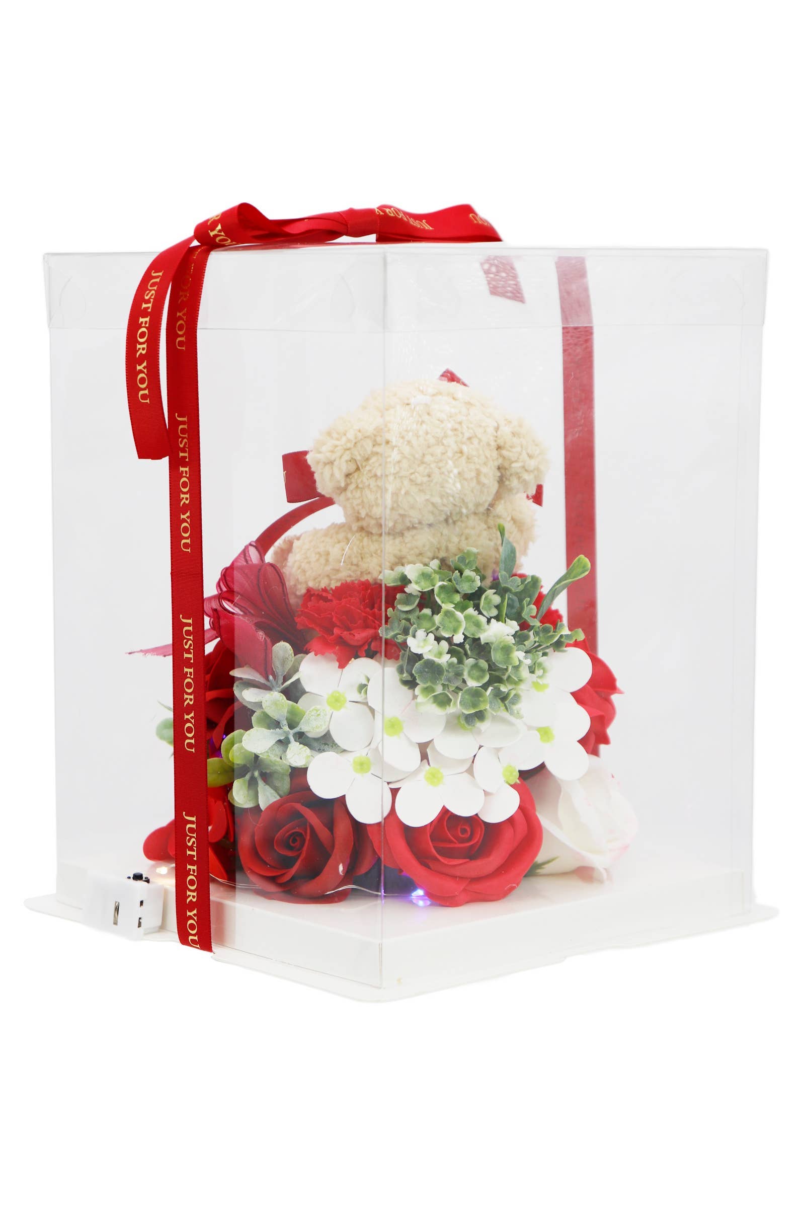 ASSORTED Mini Bear Soap Rose Dome Led Gift Box - 9 Inch for wholesale on Faire6