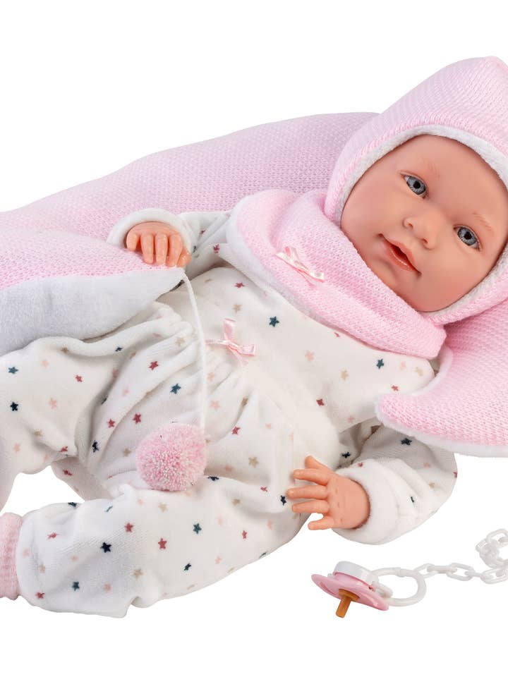 16.5" Soft Body Crying Newborn Doll Anastasia with Cushion for wholesale by Llorens