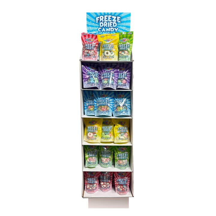 JFL Enterprises - Wholesale Hard Candy - 72 Bag Freeze Dried Candy Assorted Flavor Floor Display