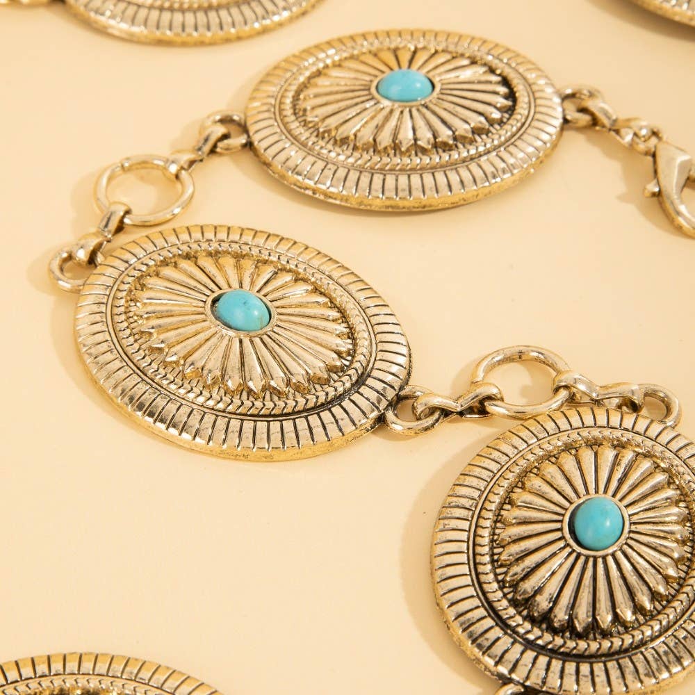 Anarchy Street – Engroshandel Bælte - Dame – Udsmykket vestlig concho skivekædebælte3