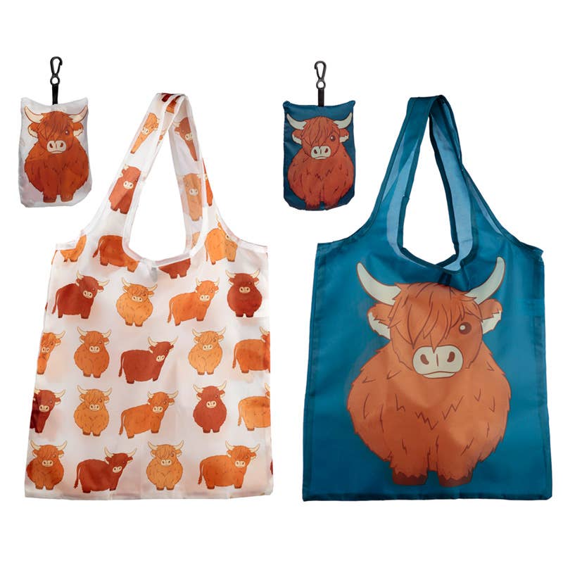 Puckator Ltd – wholesale Grocery/shopping bag – Foldable Reusable Shopping Bag - Highland Coo Cow1