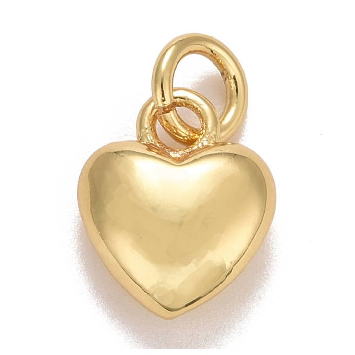 * Gold Puff Heart Charm for wholesale by The Charm Bar Company