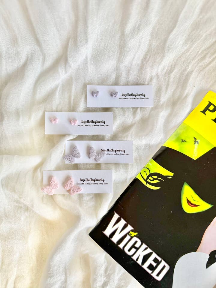 Butterfly Earrings, Butterfly Studs, Butterfly Clay Studs for wholesale by SeizeTheClayJewelry