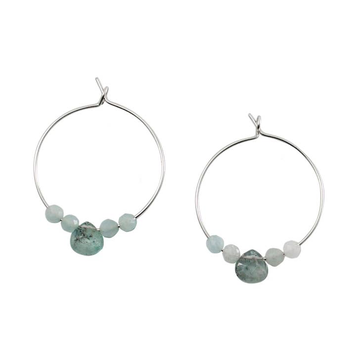 Akvamarin Sterling sølv Hoops for engroshandel hos Bentley & Lo