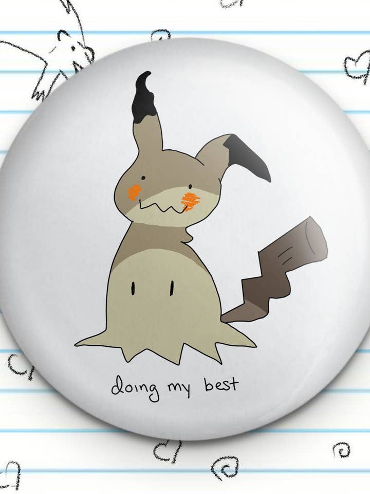 Mimikyu Ghost Amigo 1.25" Botão, Amante Tipo Fantasma, Mimic Ghost Fan, Amante de Jogos de Vídeo, Gamer Fan Gift, Kawaii Cute Funny por atacado de Fautbarb
