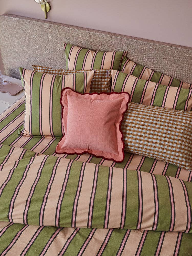 Mosey Me - Wholesale Throw/Decorative Pillow - Corduroy Scalloped Cushion - Peach7