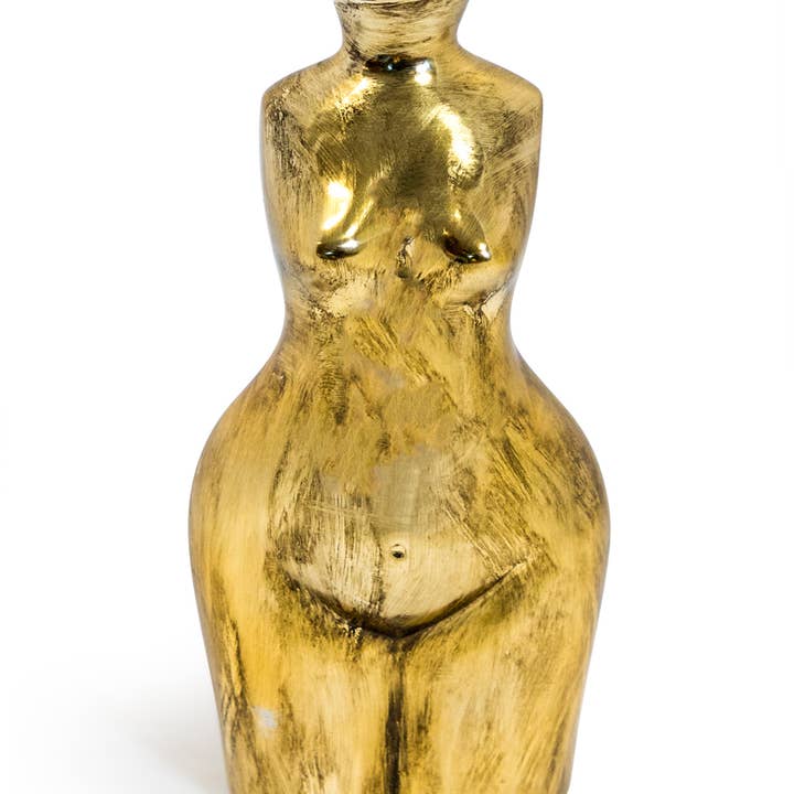 Vaso a stelo in ceramica con grande corpo femminile in oro antico per la vendita all'ingrosso da parte di McGowan & Rutherford Ltd