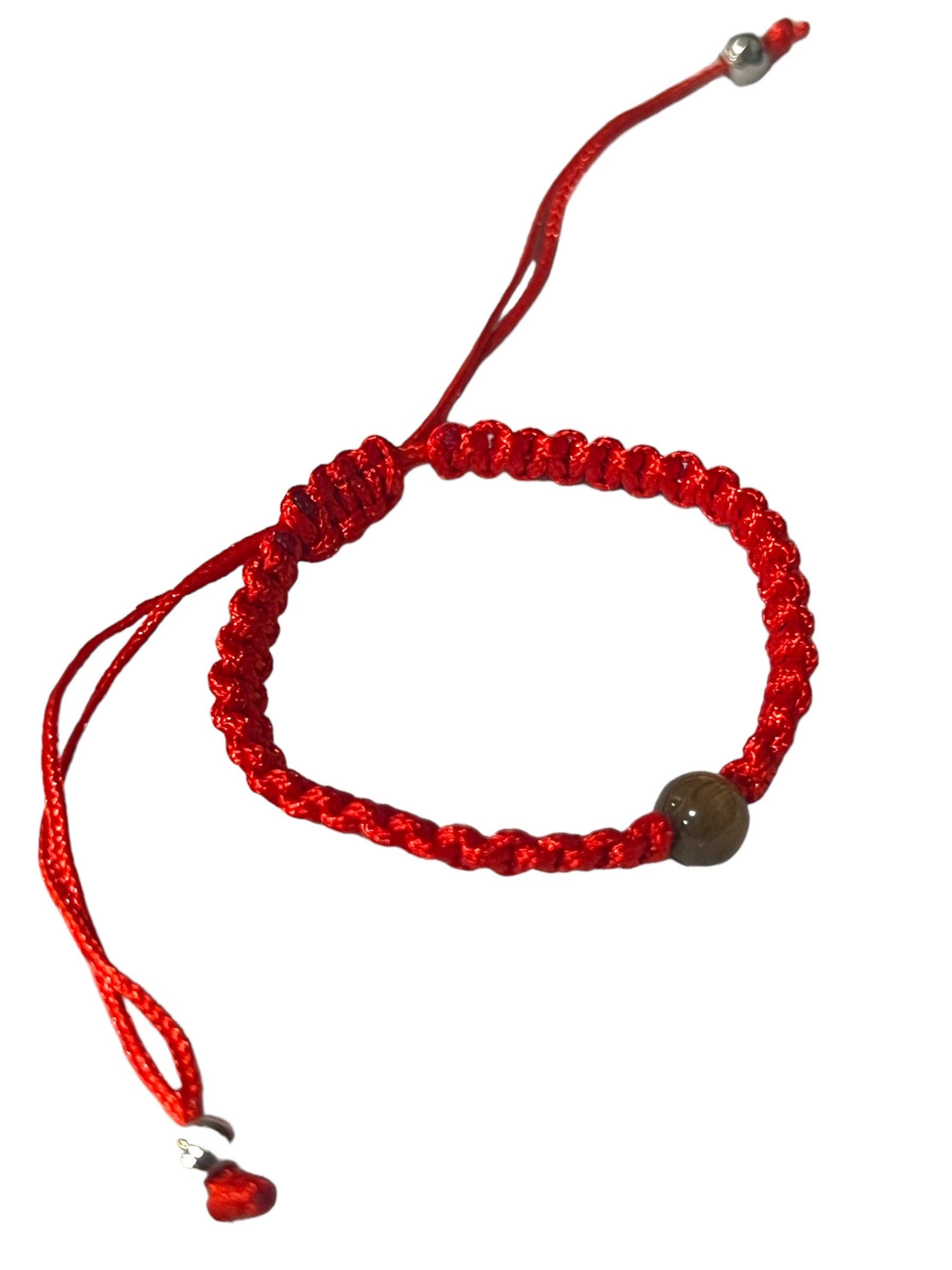 SAN JUDITAS RELIGIOUS ARTICLES - Wholesale Beaded Bracelet - Kids - INFANT BRACELET: PLAIN RED THREADED W/ TIGER EYE BEAD0