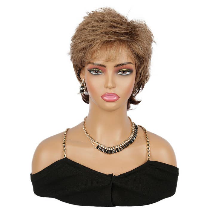 Short Wavy Brown Cosplay Wig For Grandma for wholesale by Plush Looks