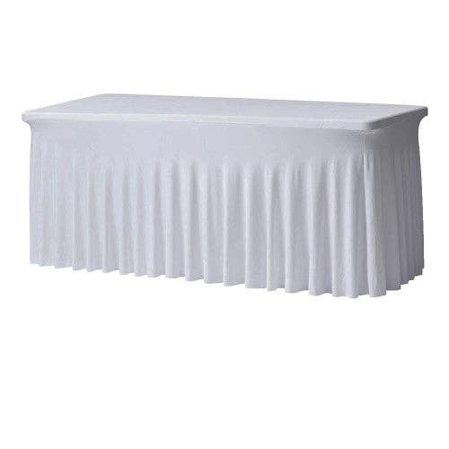 YOUR CHAIR COVERS - Wholesale Tablecloth - Stretch Spandex 6 ft Rectangular Wavy Draping Table Cover White1