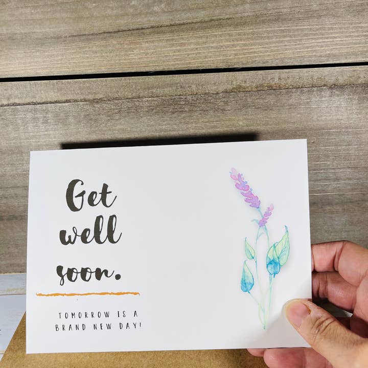 lilliansmade.com – wholesale Krya på dig-kort – Få bra snart akvarell kort, akvarell blommor2