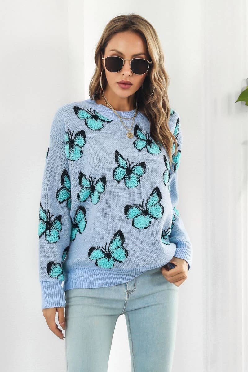 NINEXIS - Wholesale Knit Sweater - Women's - CWOSWL6374_KNIT LOOSE BUTTERFLY LONG-SLEEVED SWEATER1
