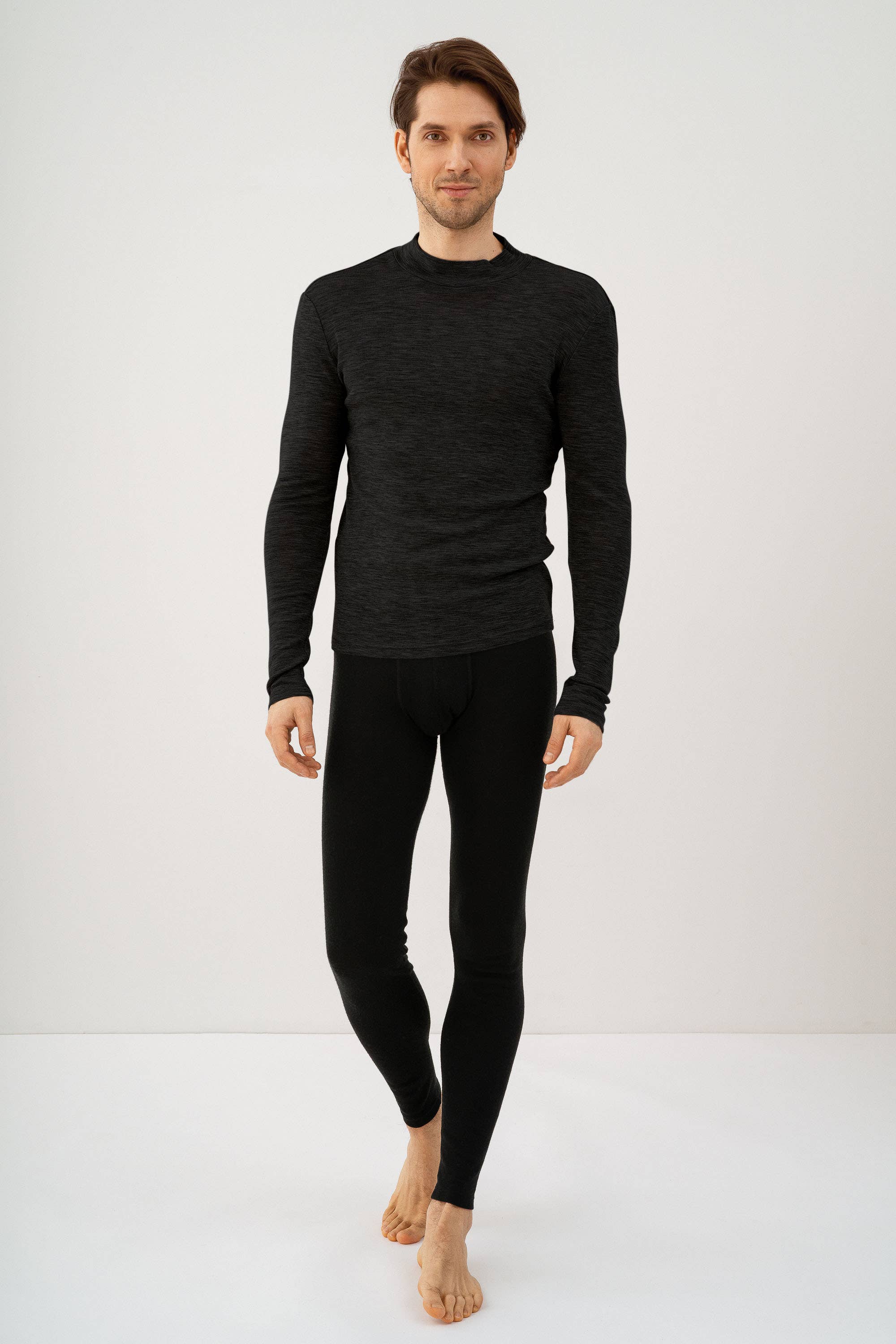 linenease - Vente T-shirt – homme - Chemise à manches longues col roulé en laine mérinos pour homme1