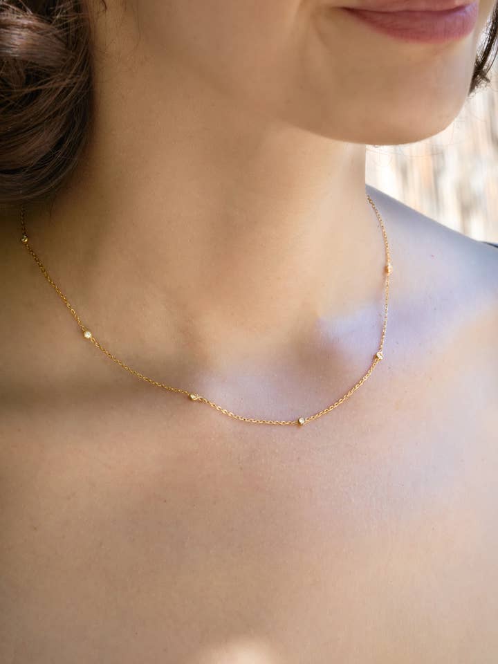 Jules Necklace - 18K Gold Plated + CZ for wholesale by Peter and June