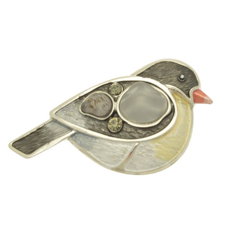 Grey Bird Magnetic Brooch for wholesale by Miss Milly Limited