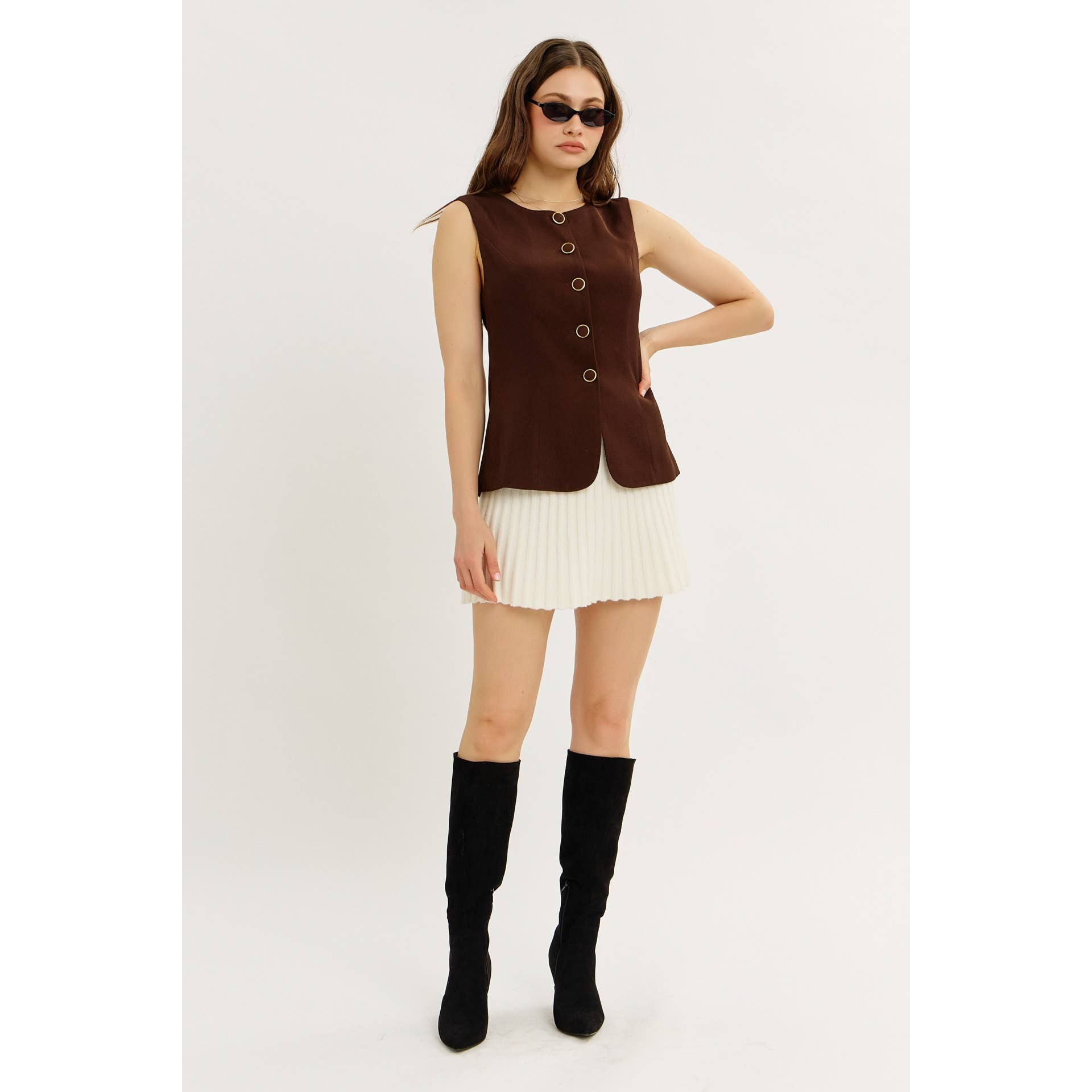 idem ditto - Wholesale Skirt - Women's - FLIRTY ESSENTIAL PLEATED SWEATER MINI SKIRT37