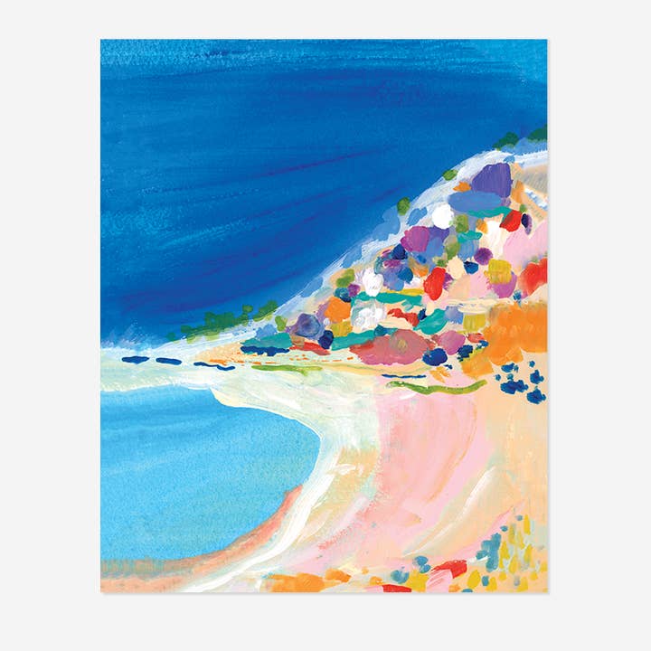 Ella Coastal Cliff Watercolor Landscape Art Print for wholesale by Evergreen Summer