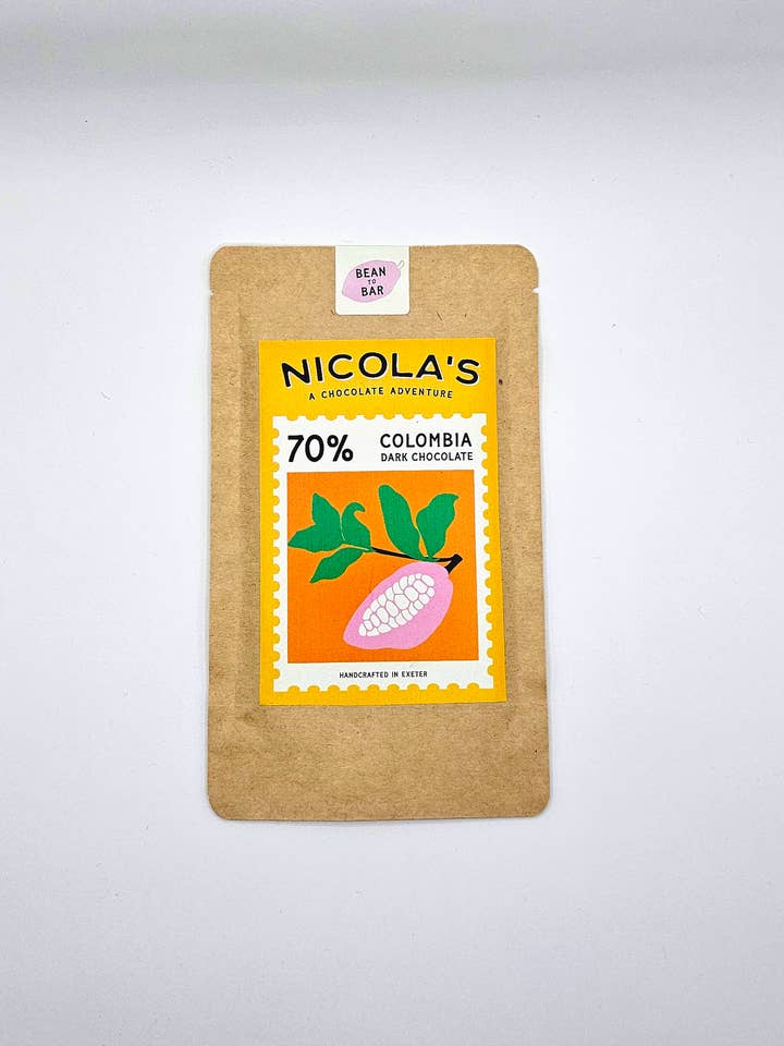 Colombia Tumaco 70% Dark Chocolate for wholesale by Nicola's Chocolate