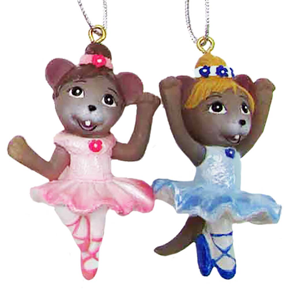 Nutcracker Ballet Gifts – wholesale Ornament set – Ballerina Mouse Ornaments Set of 2 2 inch0