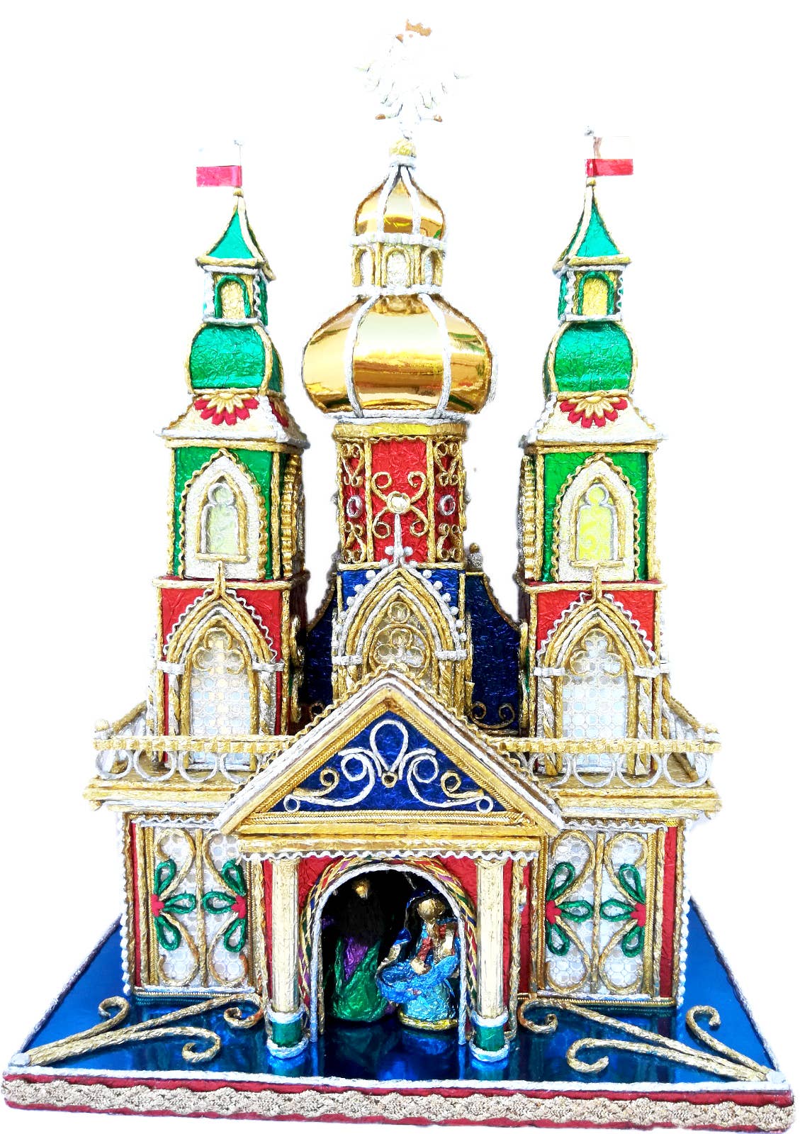 Mia's Polish Treasures – wholesale Nativity scene decor – Krakow's Nativity With Three Church Steeples0
