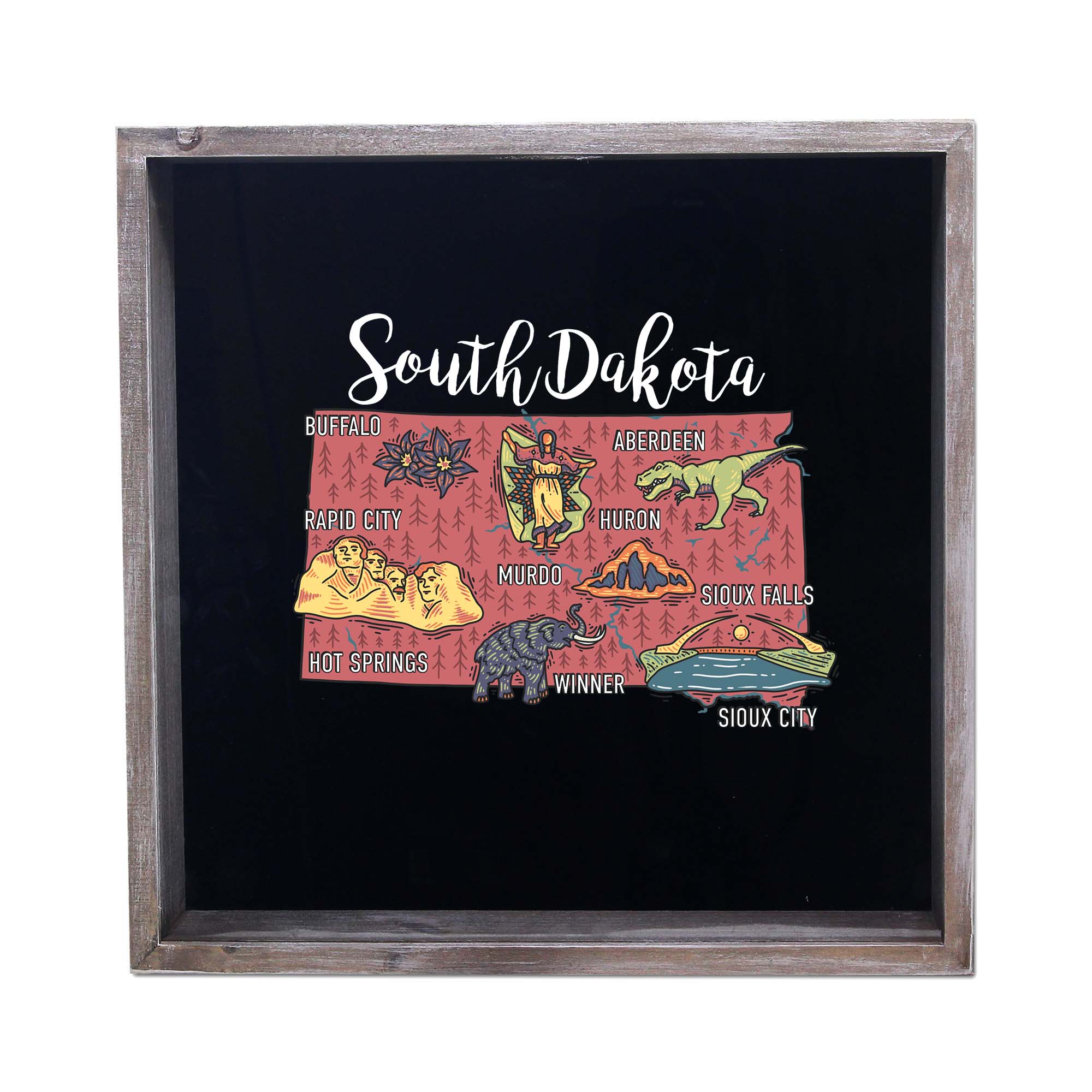 Torched Products - Wholesale Sign - State Map Design Shadow Box - Gray38