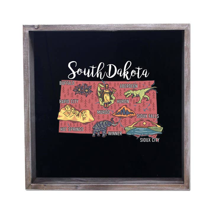 Torched Products - Wholesale Sign - State Map Design Shadow Box - Gray38