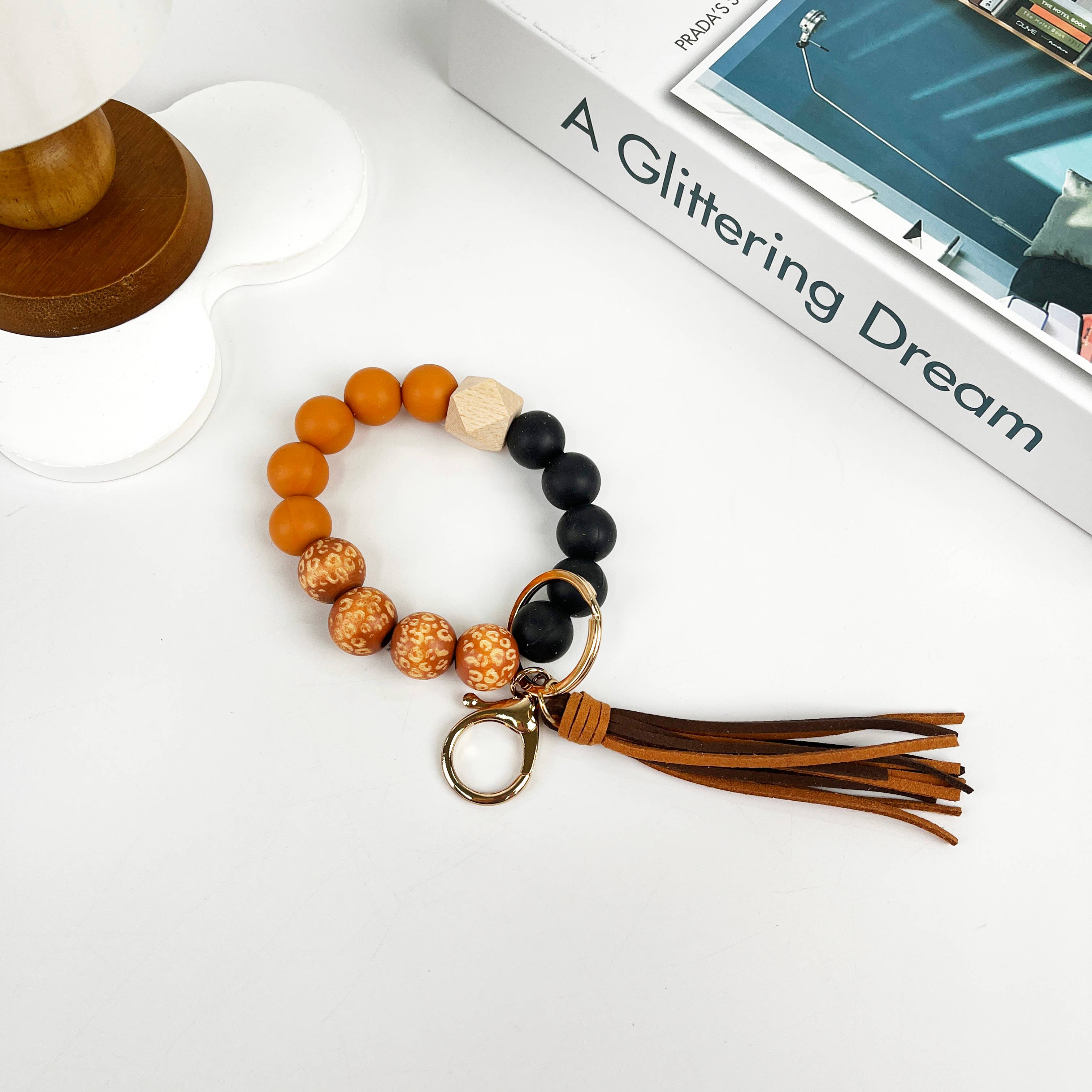 SoapElenGlen - Vendita all'ingrosso Bracciale portachiavi - Bracciale con perline di legno e silicone con portachiavi da polso3