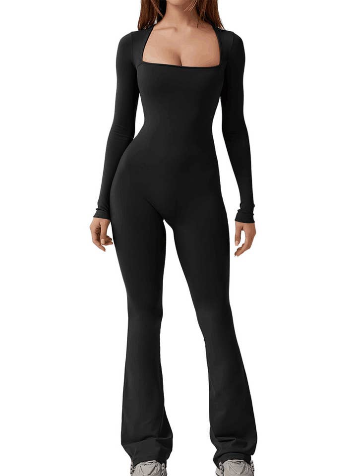 Lily Clothing - Wholesale Jumpsuit - Women's - Lift hip square neck wide leg high jump jumpsuit6