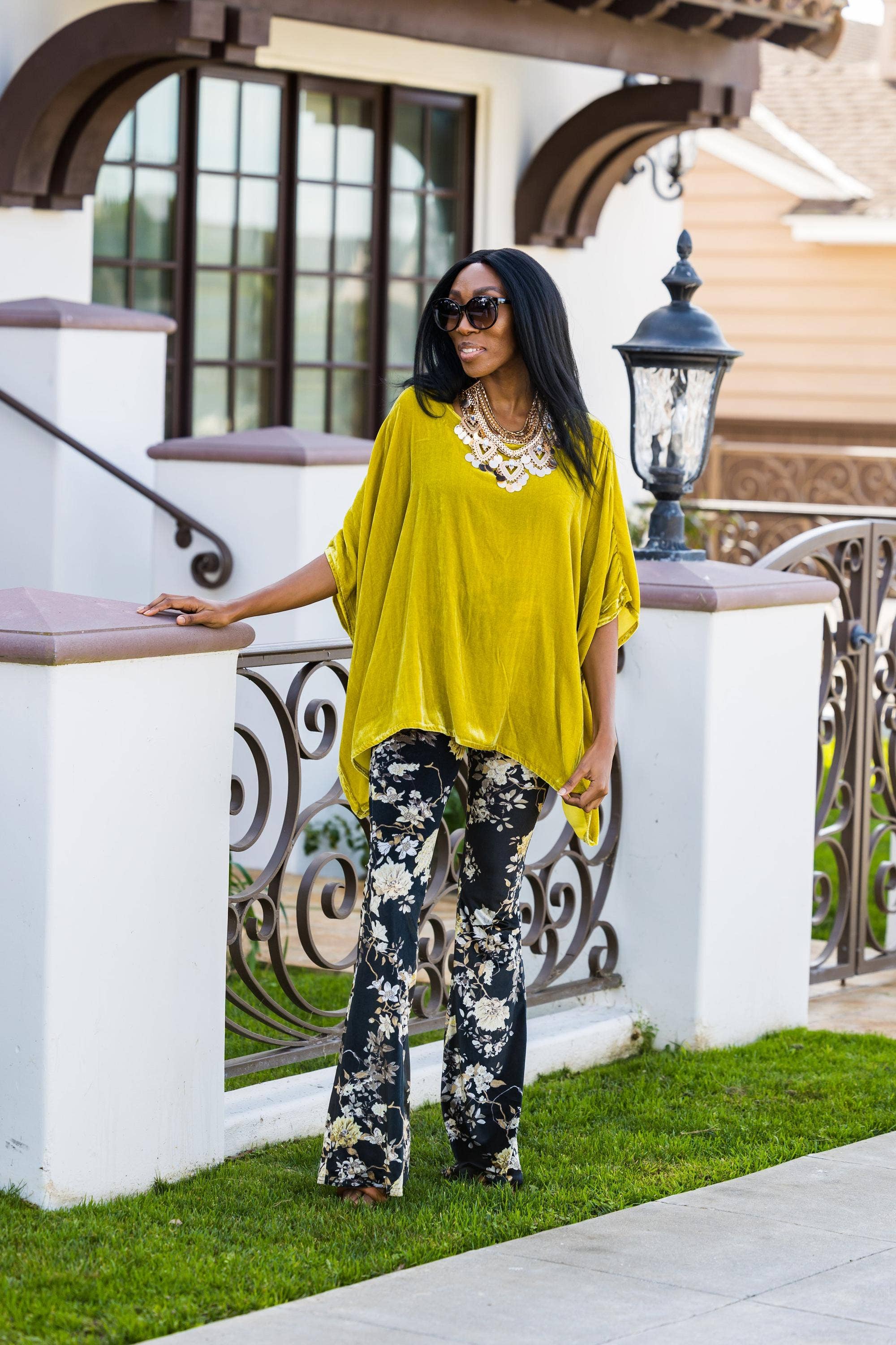 Jennafer Grace - Venta al por mayor Blusa - Mujer - Top pañuelo de terciopelo de seda chartreuse2