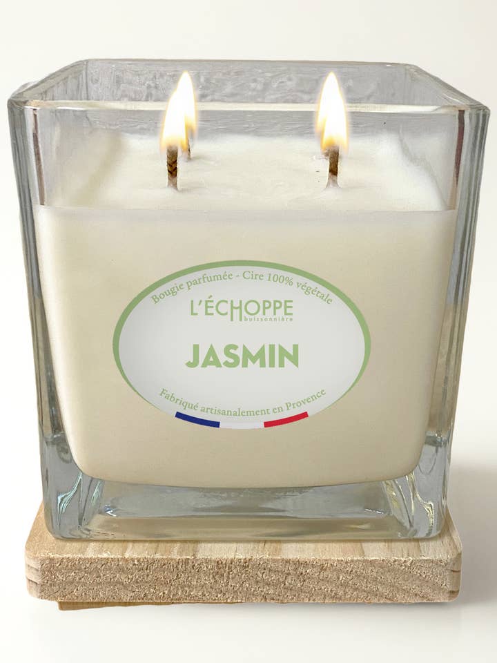 Bougie Parfumée 400g - Florales - Pot carré grand pour la vente par L'Échoppe Buissonnière