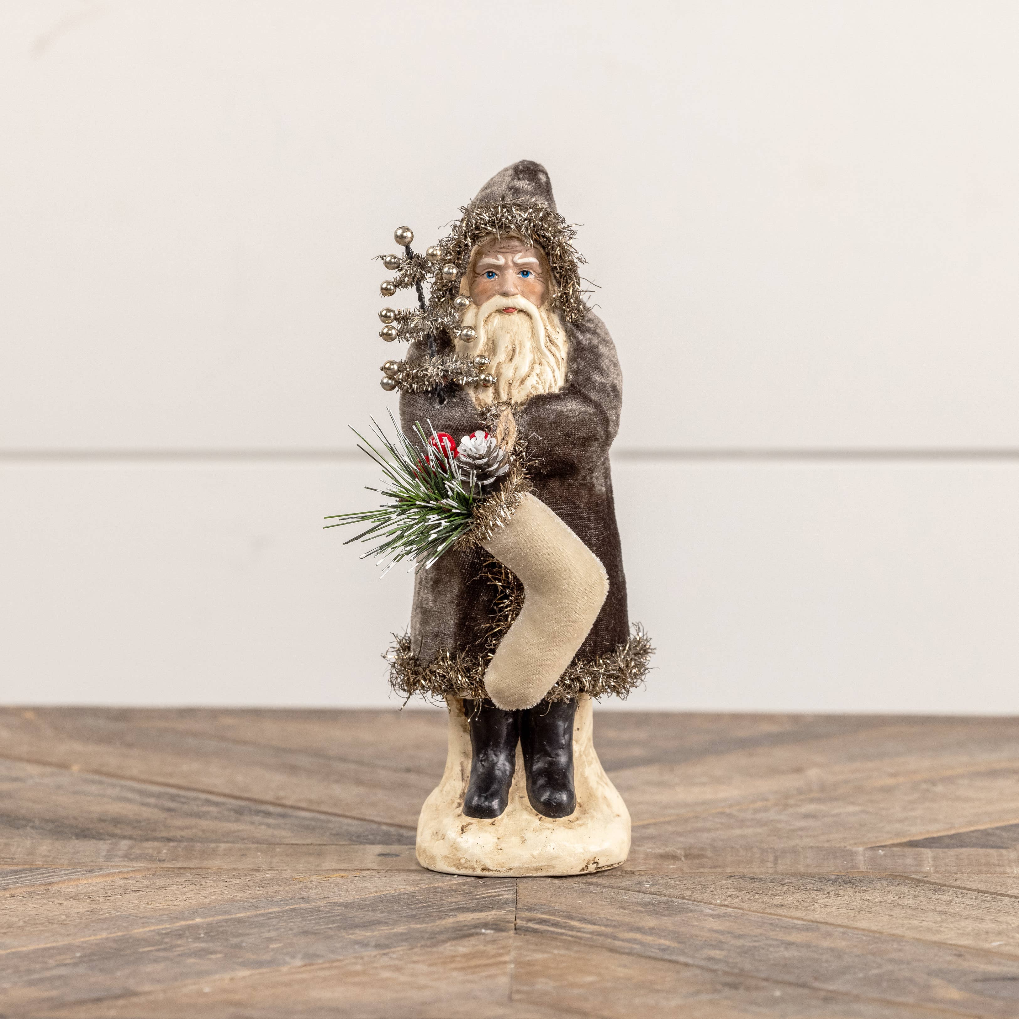 Ragon House - Wholesale Christmas Decoration - 8" CHARCOAL VELVET BELSNICKLE1