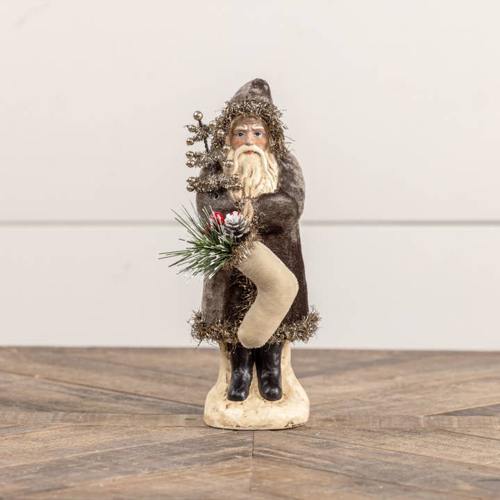 Ragon House - Wholesale Christmas Decoration - 8" CHARCOAL VELVET BELSNICKLE1