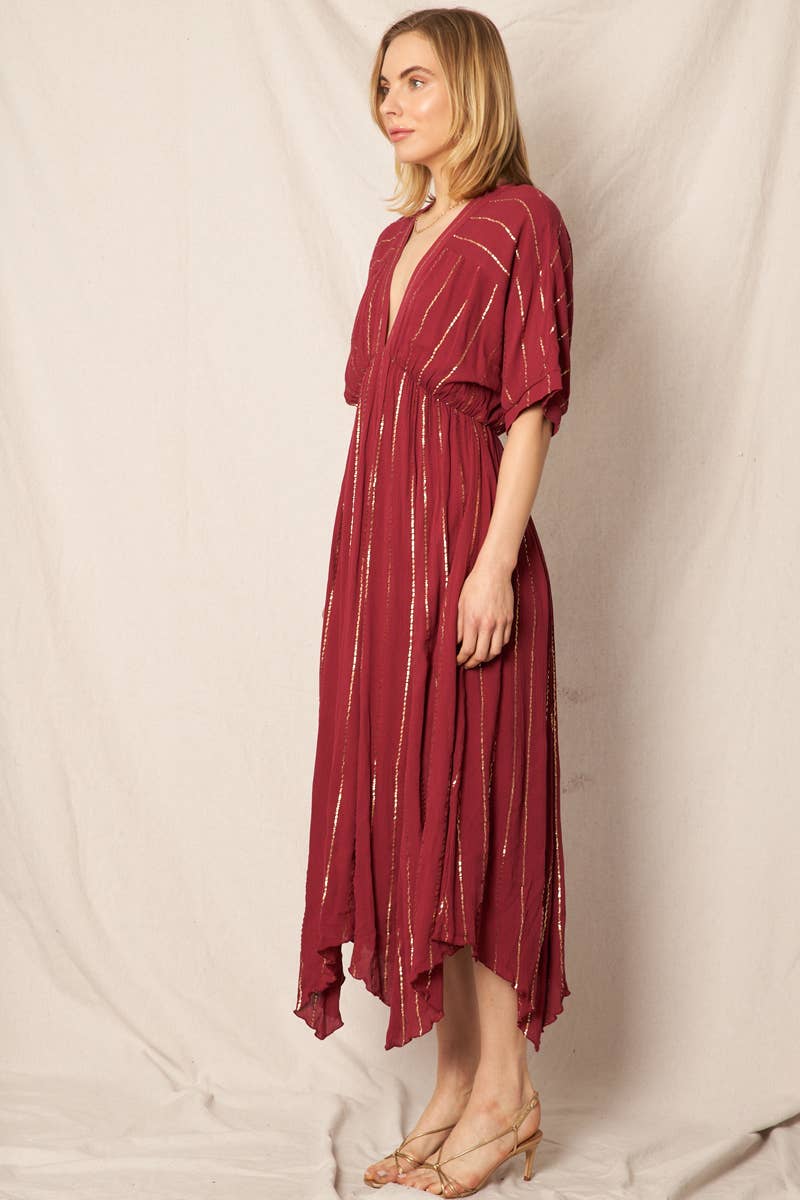 En Crème - Vente Robe – femme - Robe midi rayée à sequins20