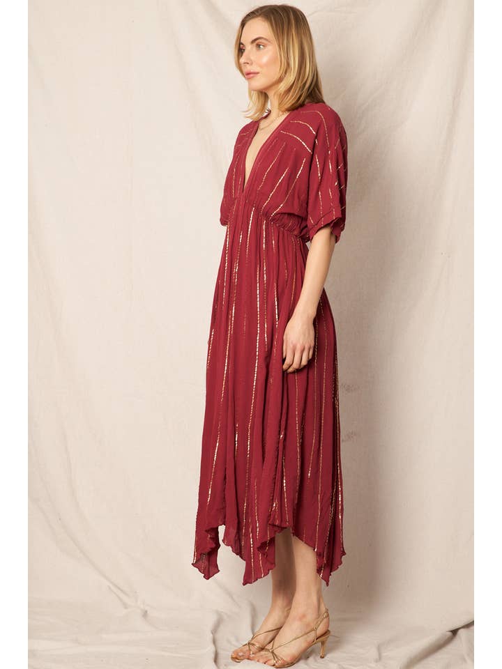 En Crème - Vente Robe – femme - Robe midi rayée à sequins11